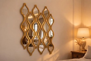 Stylish Zig Zag Gold Finished Mirror Perfect For Interior Statement Piece Creates A Bold Focal Point In Modern Spaces From India - Product Image 3