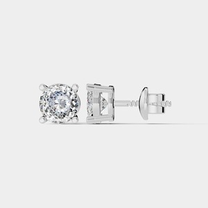 Moissanite Statement <b>Earrings</b> in <b>Sterling</b> <b>Silver</b> Rhodium Plated Bold Men's Luxury Jewelry with Classic Four-Prong Basket-<b>Set</b> - Product Image 1