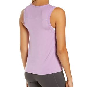 Camiseta sin mangas de lona tejida transpirable de la mejor calidad para mujer, talla grande, con logo frontal, de secado rápido, poliéster ecológico, color sólido, para actividades deportivas. - Product Image 6