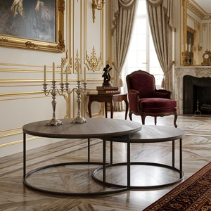 Ensemble de table basse Lany Premium en teck massif, style scandinave moderne, finition naturelle, meubles de salon, table centrale et table d'appoint - Product Image 3