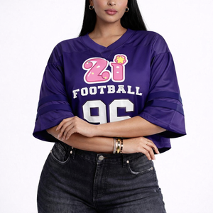 Camisetas de Fútbol Americano de Malla Morada de Primera Calidad para Mujer, Personalizadas con Número Gráfico Impreso por Sublimación, Ropa Deportiva - Product Image 3