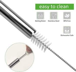 High Quality Seller <b>Reusable</b> Stainless Steel <b>Straws</b> Cleaning Brush BPA-Free Drinking Juice Smoothies - Product Image 5