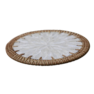 Mantel de Ratán Texturizado con Mosaico de Concha Nácar, Mantel Tejido en Vietnam, Idea de Regalo para Casa Nueva - Product Image 1