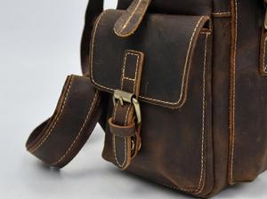 Custom OEM Genuine Leather <b>Backpack</b> Men Waterproof Business <b>Laptop</b> Bag Wholesale Vintage Travel Rucksack LBK-0114 - Product Image 3