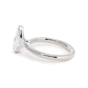Unique Two Tone 14K Gold 2ct Pear Cut Lab Grown Diamond <b>Ring</b> Modern Half Bezel Setting Engagement <b>Ring</b> significant luxury <b>Ring</b> - Product Image 6
