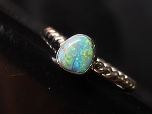 Bague de mariage en opale australienne, argent sterling 925, opale doublet pierre de naissance d'octobre, taille US 6.5, bijou classique fait main, cadeau pour - Product Image 2