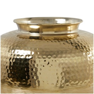 Jarrón Decorativo de Aluminio Dorado con Acabado Cepillado y Parte Superior Martillada, Jarrón de Metal de Lujo para Centro de Mesa de Sala de Estar - Product Image 2