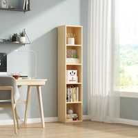 Étagère à livres blanche étroite à 4 niveaux, bibliothèque mince en bois, unité de rangement pour petit appartement, salon, bureau