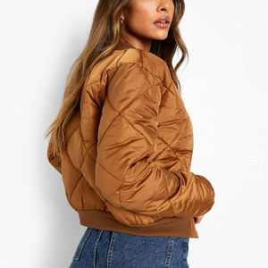 Women's Lightweight <b>Crop</b> <b>Puffer</b> <b>Jacket</b> with Embroidery Windproof Eco-Friendly Polyester Detachable Collar for Winter Party Wear - Product Image 2