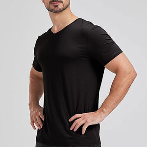 T-shirt en coton à col en V pour homme, respirant, à manches courtes, tendance, fournisseur OEM, marque privée, coupe classique - Product Image 2