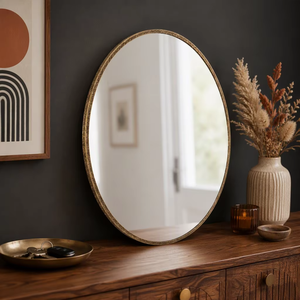 Modern Minimalist Round Handmade Textured <b>Gold</b> Metal <b>Frame</b> Wall <b>Mirror</b> for Bathroom Living Room Decor Diwali Gift-REHMAN CRAFT - Product Image 6