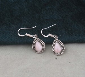 Pendientes Colgantes de Plata de Ley 925 con Ópalo Rosa, Piedra Preciosa Natural, Estilo Bohemio Vintage, en Forma de Lágrima, Venta al por Mayor, Directo de Fábrica, para Compromiso - Product Image 5