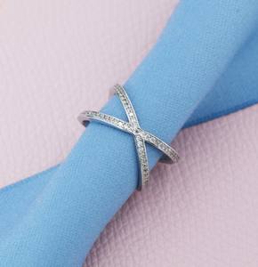 แหวนรูปกากบาท CZ ทำจากเงินสเตอร์ลิง แหวนรูปกากบาท แหวนรูปตัว X แหวนไขว้ แหวนทรงเรขาคณิตและมินิมอล - Product Image 3