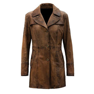 Manteau long en cuir de qualité supérieure pour l'hiver, design unique, manches longues, personnalisable - Product Image 1