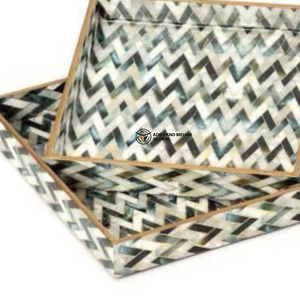 ชุดถาดเสิร์ฟตกแต่ง MDF 3 ชิ้น เคลือบเงาอย่างดี ลายพิมพ์ดอกไม้และนก ถาดไม้หรูหราสำหรับวางบนออตโตมัน - Product Image 5