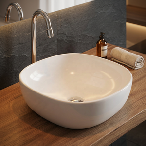 Lavabo rectangular moderno de cerámica para encimera, en acabado mate dorado y negro, artístico, para baño. - Product Image 3