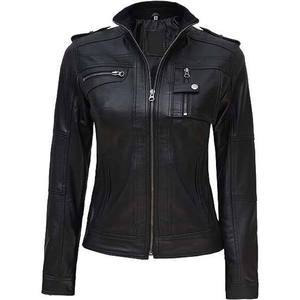 Genuine Sheep Skin <b>Leather</b> Women's Winter Casual Jackets High Quality Custom Design Breathable Waterproof Plain Dyed Embroidery - Product Image 1