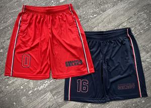 Shorts de basketball personnalisés en polyester léger et respirant, en maille, vierges, pour hommes, en gros, noirs - Product Image 3