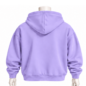 Customized <b>Light</b> Purple Mens Full Zip Hoodie Chenille <b>Letter</b> Patch Heavyweight Fleece Oversized Casual Streetwear Sweatshirt - Product Image 2