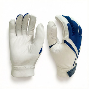 Guantes de Carreras de Cuero Blancos con Dedos Completos y Detalles Azules Antideslizantes para Conducir al Aire Libre - Product Image 4