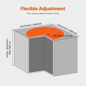Organizzatore per Mobile da Cucina a Forma di Reni da 31,5 Pollici, Cromato, Girevole a 360 Gradi, a 2 Livelli, Regolabile in Altezza, Adatto ai Bambini - Product Image 6
