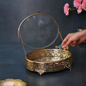 Caja Ovalada de Latón Dorado, Caja de Joyería Hecha a Mano, Caja Decorativa de Metal para Anillos, Pendientes, Regalo de Tesoro Antiguo para Mujer - Product Image 2