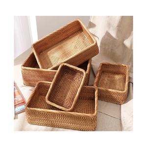 [MEILLEURES VENTES] |   Panier en rotin tressé, boîte de rangement pour cuisine, garde-manger, plateau de service pour aliments, fruits, pain, organisateur de maison, Vietnam - Product Image 5