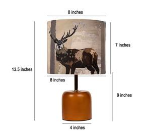 โคมไฟตั้งโต๊ะเซรามิกสไตล์เรียบง่ายพร้อมโคมผ้าสีน้ำตาลลายกวาง - Product Image 2