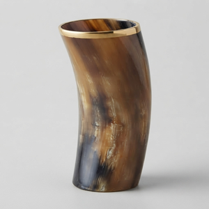 Handcrafted Eco-Friendly Buffalo Horn Glass <b>Cup</b> with Gold Brass Edge Curved Design From REHMAN CRAFT - Product Image 3
