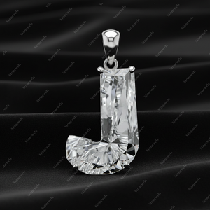 Pendentif personnalisé lettre initiale J, moissanite, diamant, alphabet majuscule, charme en argent sterling 925 plaqué or, nom personnalisé - Product Image 2