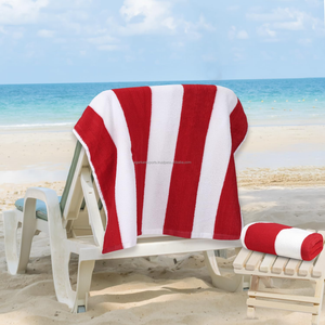 ผ้าขนหนูอาบน้ำลายทาง Cabana สำหรับส่งออก 400 GSM 70x150 ซม. ผ้าฝ้ายนุ่ม สำหรับชายหาด สระว่ายน้ำ แคมป์ปิ้ง ปิกนิก สหรัฐอเมริกา ขายส่ง - Product Image 4