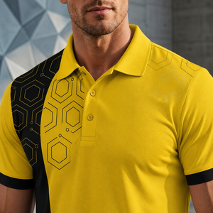 Camiseta Polo Sublimada Personalizada para Hombre, Manga Corta, Secado Rápido, Informal, Amarilla y Negra con Estampado - Product Image 5
