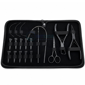 Salon Hair Extension Tool Kit Stainless Steel Loop Hook Pulling <b>Needle</b> With <b>Beads</b> For Weft Installation Bulk Supply - Product Image 3