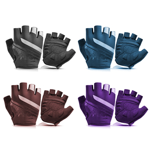 ถุงมือปั่นจักรยานป้องกันแบคทีเรีย ป้องกันรังสียูวี สวมใส่สบาย สีพื้น สะท้อนแสง ถุงมือปั่นจักรยานสำหรับฤดูร้อน บุเจลรองนิ้ว และนิ้วมือที่สามารถสัมผัสหน้าจอได้ - Product Image 4