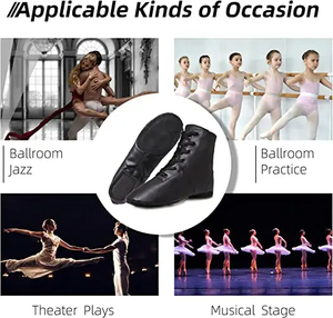 Chaussures de danse plates en cuir véritable pour femmes MBAANI, chaussures de ballet jazz souples avec logo étoile - Product Image 5