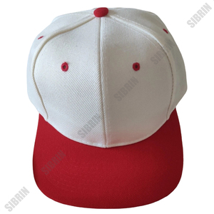 SIBRIN Unisex 6-Panel Baseball Cap White Red Contrast Color Fitted Color Twill Fabric Casual Baseball <b>Hat</b> <b>Flat</b> Brim Strapback - Product Image 1
