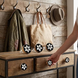 Poignée de tiroir et de porte multifonctionnelle en résine, bois et laiton, style artisanal moderne, pour cuisine, chambre, salon, commode - Product Image 5