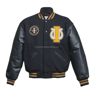 Veste universitaire pour homme Manches en cuir de qualité supérieure Encolure des ourlets Poignets côtelés Logo personnalisé Uniforme de baseball universitaire - Product Image 5