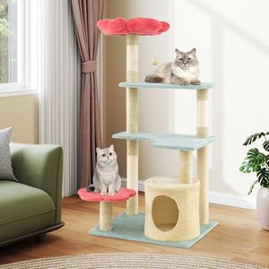 Torre per Gatti Estetica a Più Livelli da 49 Pollici con Cuscino Imbottito a Forma di Fiore - Product Image 3