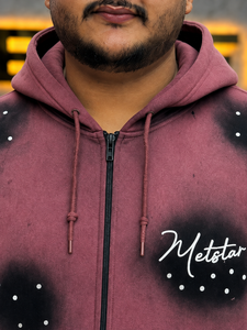 Hoodies à fermeture éclair coupe oversize en molleton bouclette, style streetwear, avec logo frontal et poche, effet délavé soleil, prix de gros - Product Image 2
