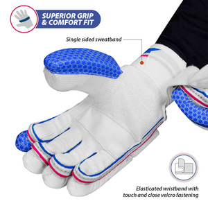 Gants de cricket à double face avec manchette en tissu, bande de poignet à boucle et fermeture sécurisée, haute flexibilité, doigts séparés - Product Image 5
