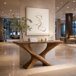 Mesa de Consola de Madera Natural, Muebles Modernos Hechos a Mano para Sala de Estar, Hotel, Muebles de Madera Sólida de Alta Gama para Entrada y Villa - Product Image 6