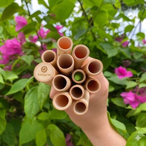 Eco2go Vietnam Custom Logo Eco-Friendly <b>Reusable</b> Bamboo <b>Straws</b> Disposable Biodegradable Party <b>Straw</b> Set with Paper Bag - Product Image 1