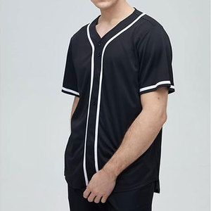 Jersey de Béisbol Personalizado de Alta Calidad al Por Mayor, Cuello en V, Corte Ajustado, Manga Corta, Algodón, Color Sólido - Product Image 5
