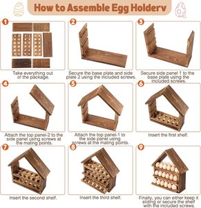 Rustic Wooden Egg House Holder 3 Tier Farmhouse Chicken Egg <b>Storage</b> <b>Rack</b> <b>for</b> Kitchen Countertop - Decorative Display Stand - Product Image 5