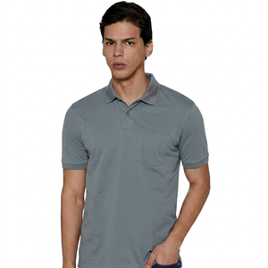Polo de Manga Corta para Hombre, Color Sólido, con Bolsillo, Casual, de Algodón Transpirable, Corte Regular - Product Image 6
