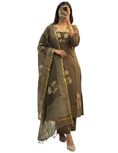 Women's Rayon Viscose Straight fit Printed Embroidered <b>Kurta</b> with Pant & Dupatta Ethnic <b>Kurta</b> Set for Women Daily Office - Product Image 4
