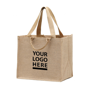 Sac fourre-tout en jute avec logo personnalisé, sac de shopping en toile de jute, sac cadeau avec poignée en corde pour usage quotidien en vente au détail - Product Image 3
