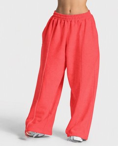 Custom Neon Green <b>Women</b> Wide Leg Fleece <b>Trousers</b> Elastic High Waist Casual <b>Lounge</b> Pant Wholesale Relaxed Streetwear USA UK EU - Product Image 4