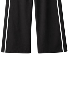 Pantalon de survêtement large pour femme, noir, à rayures latérales, taille haute, coupe décontractée, avec cordon élastique, pour le sport et la détente, OEM - Product Image 6